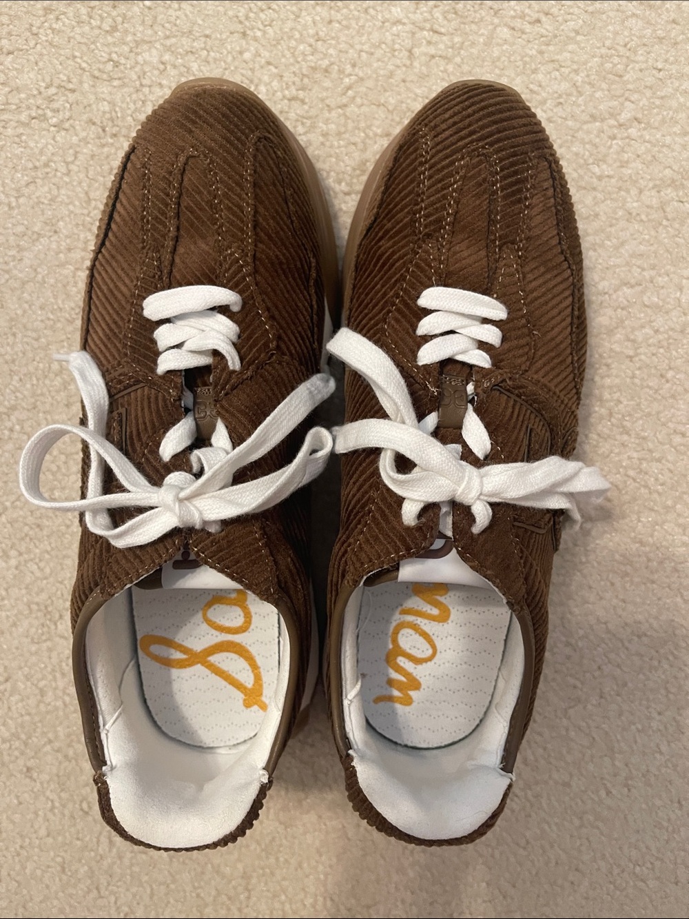 NEW Sam Edelman Langley Brown Corduroy Sneakers SIZE 8 - Picture 3 of 9